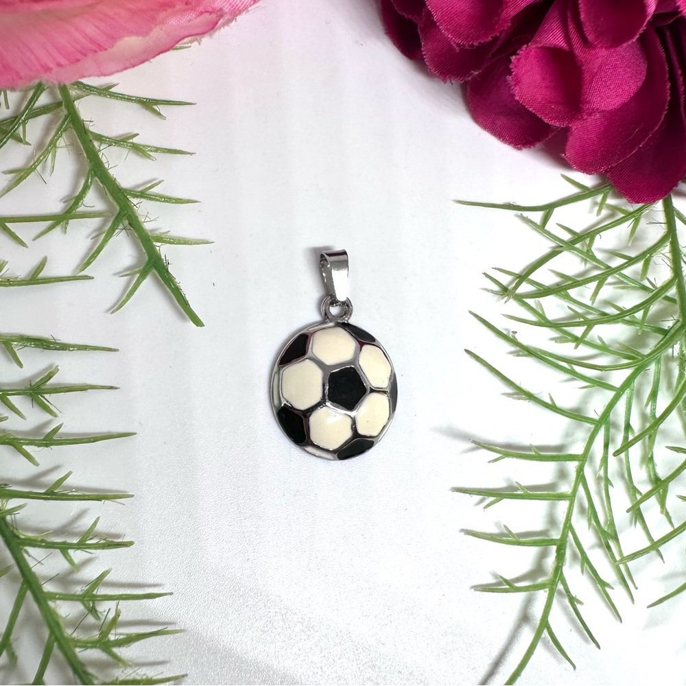 NEW⚜️Enamel Soccer Ball Pendant Charm - Picture 1 of 4